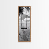 Lakeside Swing Stillness, Serene Water View Print, Peaceful Dock Photography, Canvas Print, Tranquil Bedroom or Office Wall Art