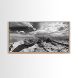 Desert Lizard Close-Up, Reptile Wildlife Photography, Dramatic Sky Scene, Canvas Print, Living Room Wall Art, Nature Decor