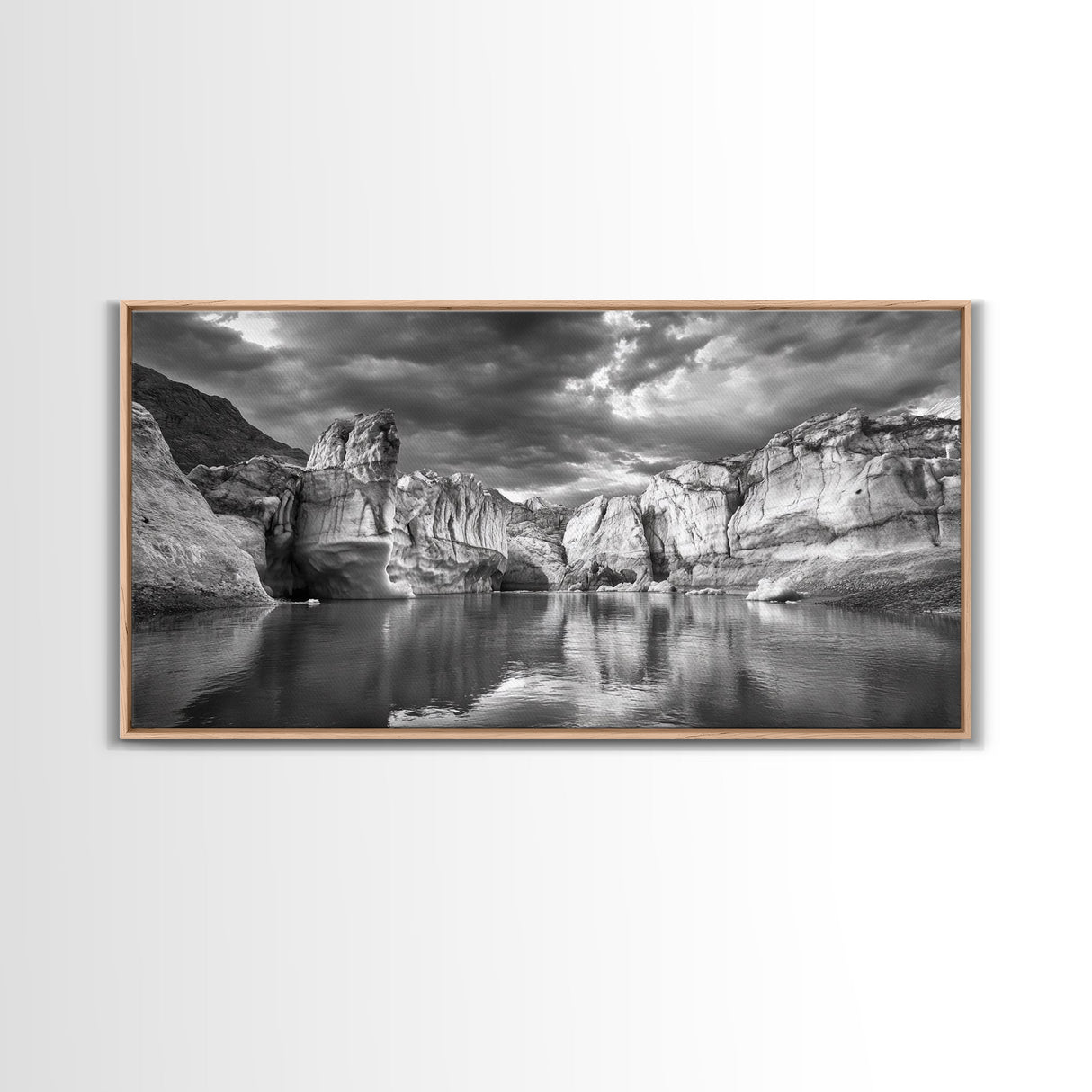 Glacier Wall Reflection, Dramatic Ice Valley Scene, Wilderness Nature Print, Framed Canvas Print, Den Wall Art, Moody Decor
