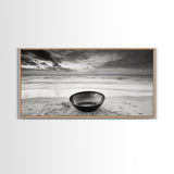 Solitary Bowl Beach, Ocean Waves Texture, Surreal Still Life Photo, Canvas Print, Entryway Wall Art, Minimalist Coastal Style