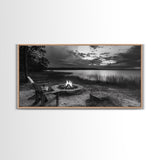 Fire Pit, Lake Sunset, Rustic Outdoors, Autumn Glow, Canvas Print, Cabin Wall Art, Fall Decor, Cozy Fireside Vibe, Nature Escape