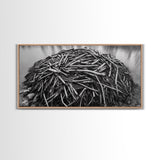 Beaver Lodge, Natural Structure, Earthy River Habitat, Framed Canvas Print, Cabin Wall Art, Nature-Inspired Rustic Fall Decor