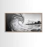 Ocean Wave Art, Coastal Decor, Heart Wave Wall Art, Black and White Photography, Canvas Print, Beach Bathroom, Surf Vibes, Minimalist Surf Home