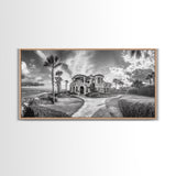 Beach Mansion Wall Art, Tropical Coastal House, Luxury Villa Print, Palm Tree Canvas Print, Living Room Decor, Modern Home Wall Art