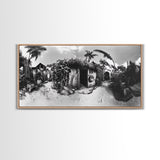 Tropical Beach Shack, Rustic Coastal Decor, Island Vibes, Palm Tree Jungle, Framed Canvas Print, Boho Living Room Wall Art