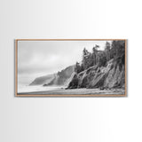 Pacific Coast Cliffs, Moody Nature Photography, Ocean View Landscape, Framed Canvas Print, Coastal Bedroom or Office Wall Art
