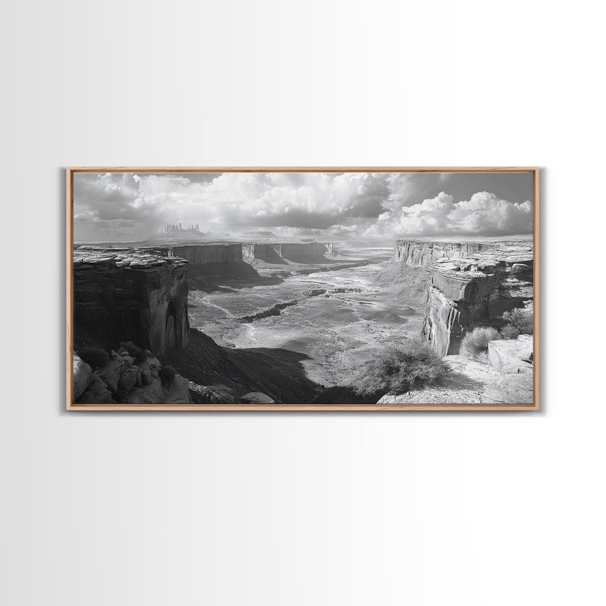 Desert Canyon Vista, Monument Valley View, Rugged Landscape Photography, Framed Canvas Print, Western Living Room Wall Art