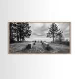 Coastal Graveyard, Moody Seascape, Quiet Reflection Scene, Framed Canvas Print, Gothic Office or Haunted Fall Wall Art Decor, Hallway Wall Art
