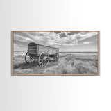 Prairie Wagon, Western Landscape, Old West Photography, Framed Canvas Print, Farmhouse Entryway or Rustic Fall Living Room Art
