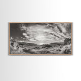Coastal Hillside Sunset, Vineyard Ocean View, Rolling Landscape Art, Framed Canvas Print, Kitchen Wall Art, California Scenery