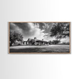 Southwestern Ranch Home, Texas House Scene, Peaceful Rural Living, Framed Canvas Print, Rustic Landscape Art, Living Room Decor