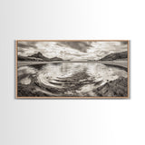 Rippled Water, Mountain View, Serene Beach, Nature Landscape, Canvas Print, minimalist art, spa decor, Scandinavian wall accent