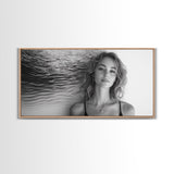 Ocean Texture, Abstract Waves, Modern Female, Artistic Portrait, Canvas Print, fashion wall art, glam room decor, minimal black white
