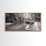 Stone Bridge, Forest Path, Quiet Creek, Peaceful Nature, Canvas Print, tranquil woodland art, Fall entryway piece, rustic landscape