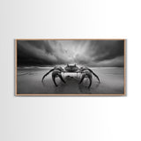 Fierce Crab, Coastal Storm, Ocean Mood, Dramatic Shore, Framed Canvas Print, Bathroom Wall Art, Beach House Decor, Marine Photography