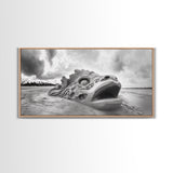 Dragon Head Sculpture, Beach Sand Art, Mythical Creature Decor, Fantasy Vibes, Framed Canvas Print, Game Room Wall Art, Office Wall Art