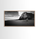 Coastal Rock Cliff, Dramatic Shore Scene, Sunset Beach Landscape, Nature Power Mood, Canvas Print, Office Wall Art, Modern Rustic Decor