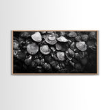 Seashell Close-Up, Ocean Texture Art, Nautical Beach Shells, Earthy Tones Decor, Framed Canvas Print, Bathroom Wall Art, Coastal Style