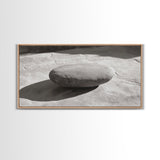 Zen Stone Focus, Natural Simplicity, Black and White Minimalist, Canvas Print, Spa Wall Art, Serene Bathroom Decor, Peaceful Aesthetic