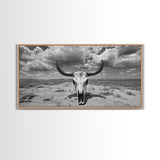 Cow Skull, Desert Bones, Wild West Skull, Country Vibe Decor, Canvas Print, Western Wall Art, Rustic Bedroom or Hallway Accent