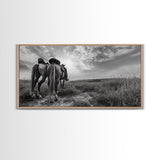 Grazing Horses, Cowboy Duo, Open Field, Equestrian Love Scene, Canvas Print, Western Wall Art, Rustic Ranch Living Room Decor