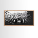 Water Ripples Zen, Abstract Motion, Monochrome Fluid Art, Canvas Print, Modern Minimalist Wall Art, Bathroom or Spa Room Decor