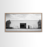 Surfboards, Beach Garage, Modern Coastal, Ocean Style, Framed Canvas Print, surf shack decor, teen room wall art, minimalist beach art