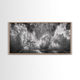 Ocean Splash, Sea Foam, Abstract Water, Coastal Waves, Framed Canvas Print, bathroom wall art, modern ocean photography, moody water art