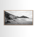 Coastal Cliffs, Ocean Shore, Scenic Beach, Framed Canvas Print, Nature Photography, Bathroom Wall Art, Neutral Tones, Coastal Home Decor