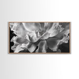 Floral Closeup, Petal Texture, Macro Bloom, Canvas Print, Botanical Bedroom Wall Art, Black And White Flower, Modern Nature Photography