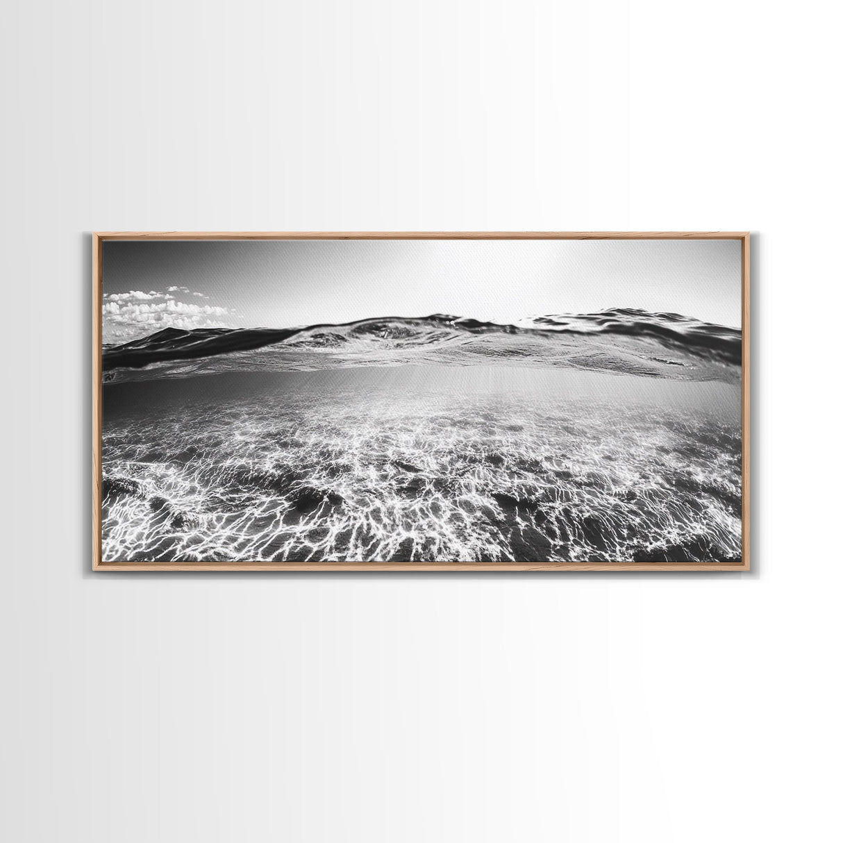 Ocean Surface, Sunlit Water, Sea Ripple, Underwater Light, Canvas Print, Modern Beach Art, Bathroom Wall Decor, Coastal Vibes