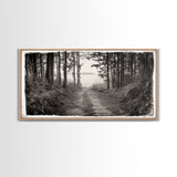 Forest Path, Island View, Vintage Border, Nature Trail, Canvas Print, Sepia Landscape Art, Entryway Wall Art, Woodland Photography Style