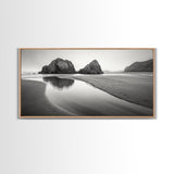 Seaside Rocks, Reflected Sky, Calm Ocean, Landscape Photography, Framed Canvas Print, Zen Wall Art, Modern Minimalist Decor, Modern Home Decor