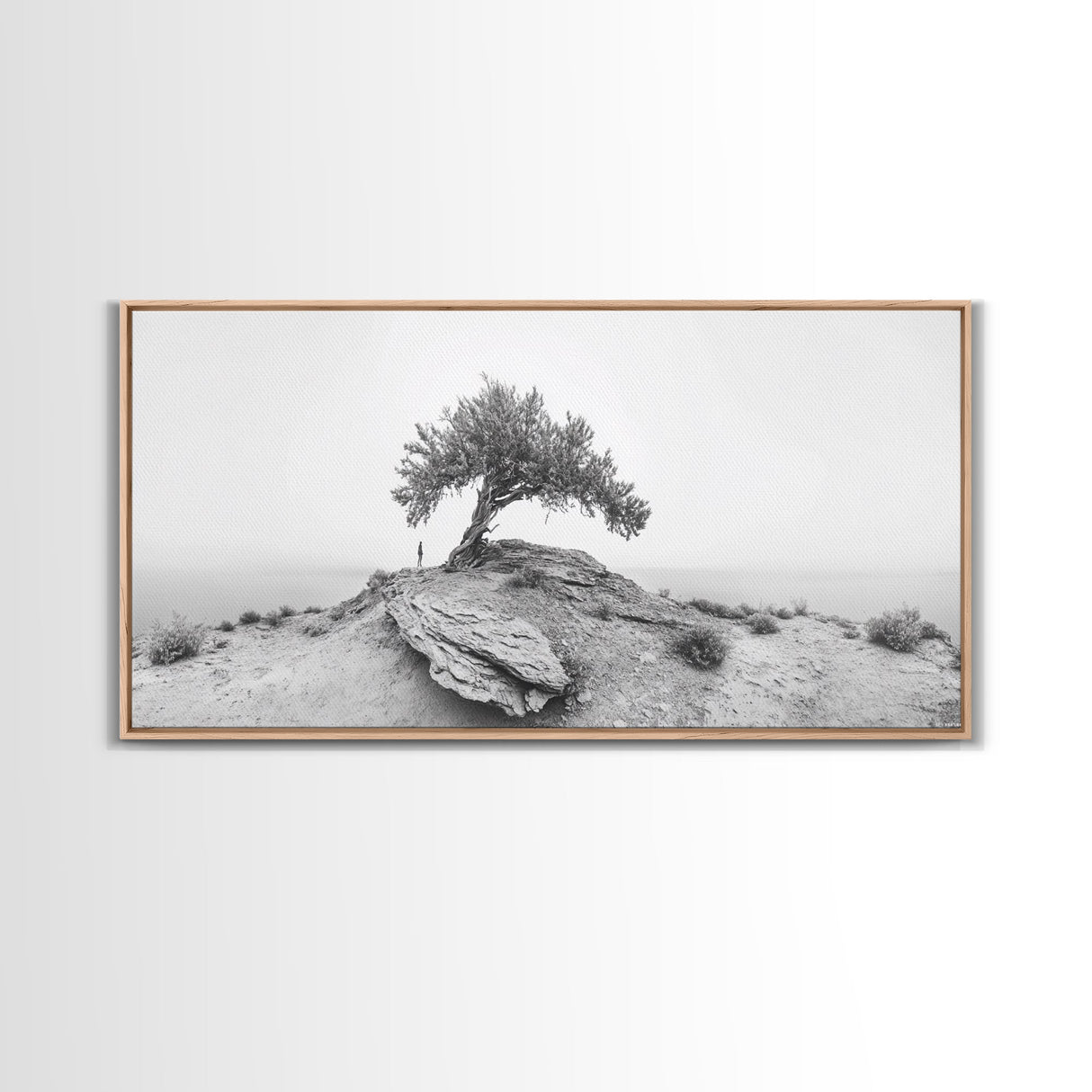 Solitary Tree, Minimalist Nature, Desert Landscape, Canvas Print, Modern Home Decor, Neutral Wall Art, Entryway Accent, Calm Mood Art