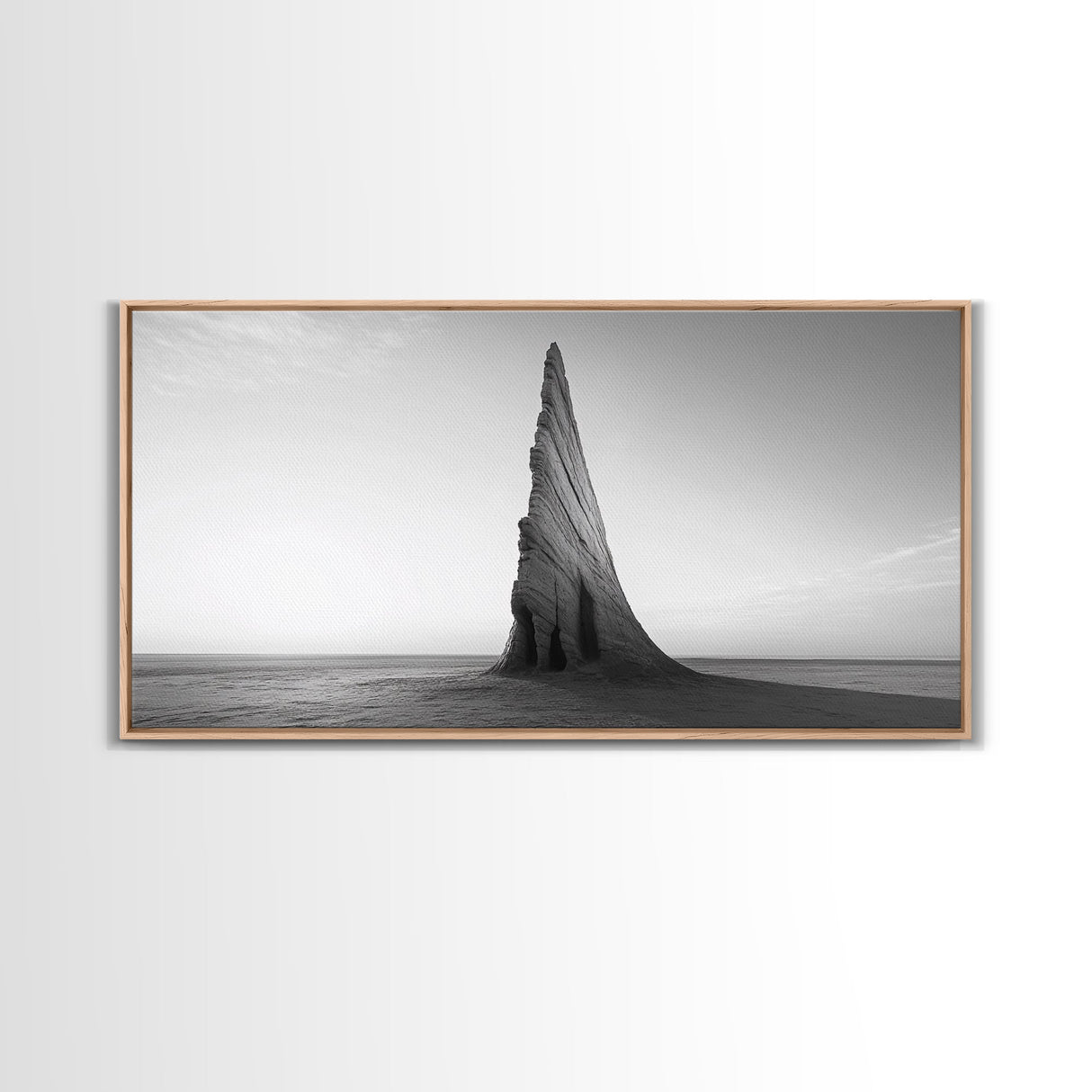 Sharp Spire, Abstract Rock, Desert Sculpture, Canvas Print, Minimalist Wall Art, Office Decor, Nature Geometry, Monochrome Art