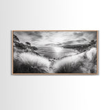 Coastal Bluff Sunset, Seaside Horizon View, Beach Landscape Scene, Serene Decor, Canvas Print, Living Room or Hallway Wall Art