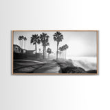 Palm Tree Pathway, Beachfront Neighborhood Vibes, Coastal Street Scene, Framed Canvas Print, Entryway Art, Minimalist Coastal Home Decor