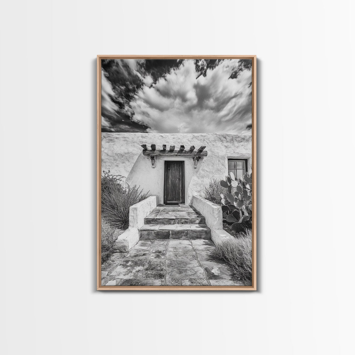 Desert Doorway, Rustic Adobe, Southwestern Style, Framed Canvas Print, Entryway Art, Neutral Wall Art, Minimalist Home Decor