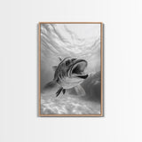 Underwater Fish, Ocean Predator, Aquatic Wildlife, Canvas Print, Bathroom Wall Art, Coastal Nautical Decor, Marine Photography