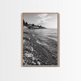 Pebble Beach, Tranquil Coastline, Coastal Stones, Sunrise Shore, Canvas Print, Bathroom Wall Art, Ocean Photography, Beach House Decor