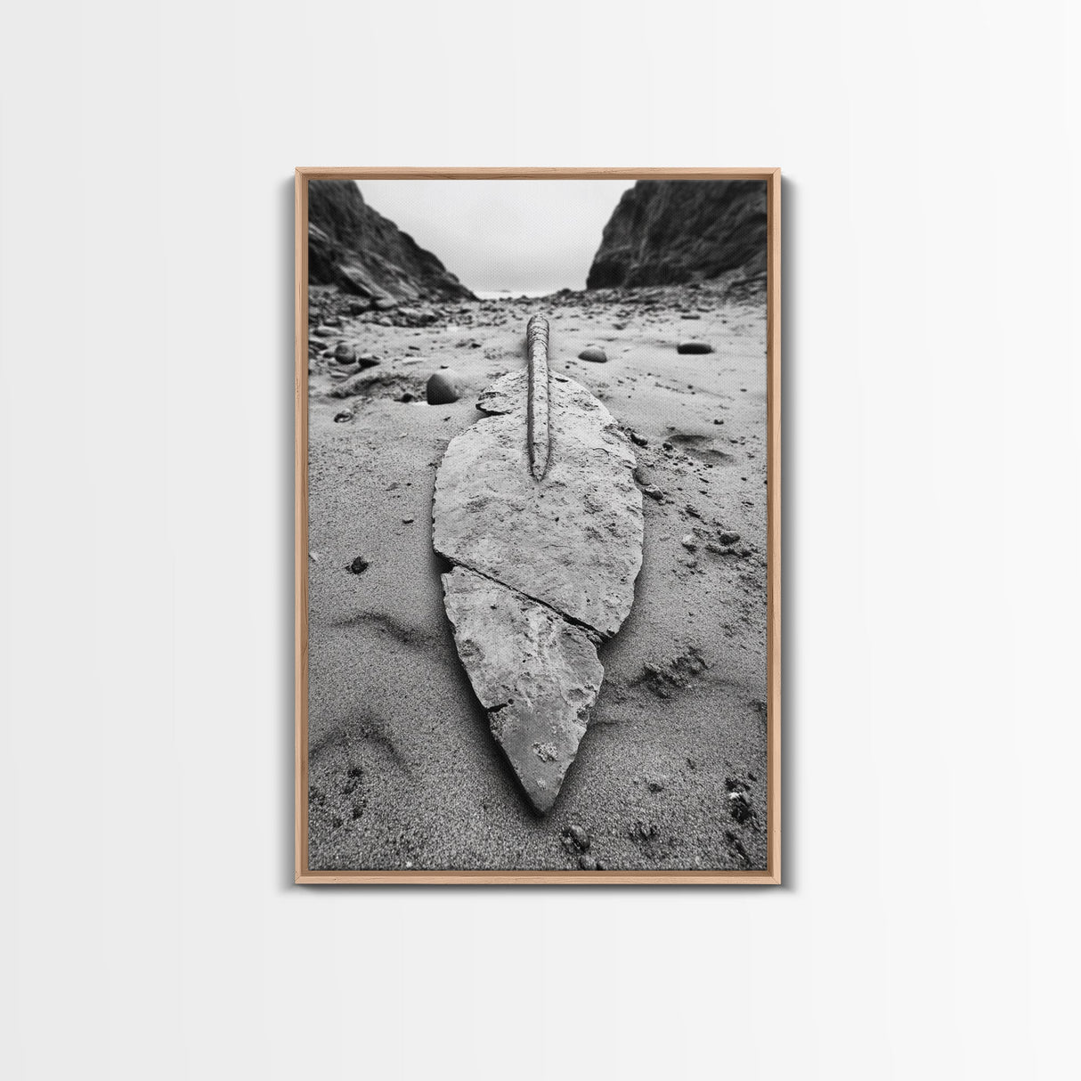 Fossil Rock Shore, Beach Minimalism, Sand Texture Art, Canvas Print, Coastal Wall Art, Natural History Decor, Abstract Earthy Art