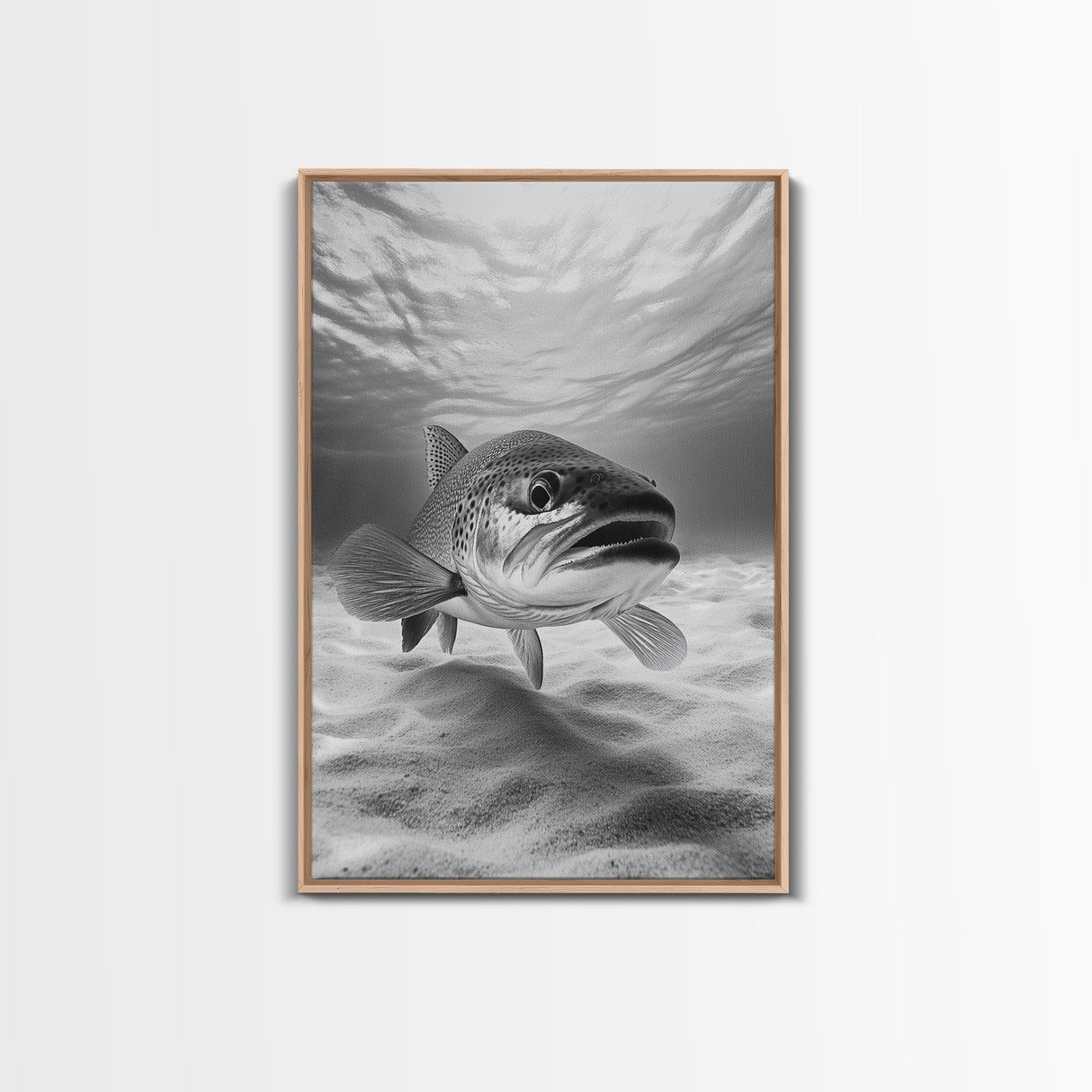 Underwater Trout Closeup, Realistic Fish, Nature Photography, Canvas Print, Man Cave Art, Fishing Lover Gift, Rustic Lake Decor