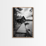 Lake Cabin Path, Nordic Forest Retreat, Nature Escape, Canvas Print, Cozy Wall Art, Scandinavian Decor, Fall Rustic Living Room Art