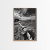 Nautical Rope Knot, Coastal Texture, Ocean Breeze, Framed Canvas Print, Beach House Wall Art, Rustic Nautical Decor, Minimalist Style