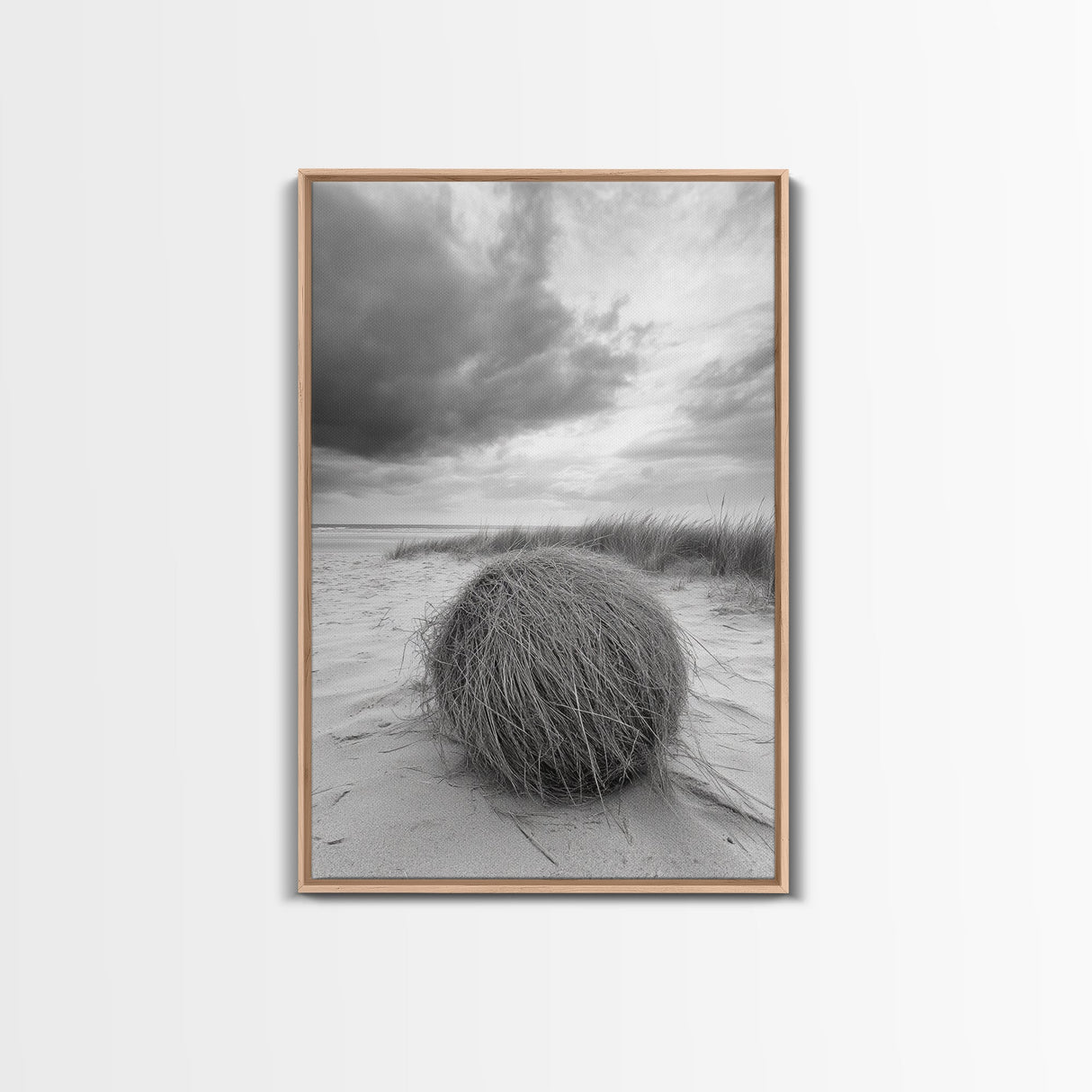 Tumbleweed Dune, Windy Coast, Desert Beach, Canvas Print, Boho Wall Art, Autumn Nature Decor, Minimalist Western Photography