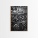 Moss Covered Lava, Iceland Landscape, Moody Nature Scene, Framed Canvas Print, Fall Rustic Decor, Earth Tone Wall Art