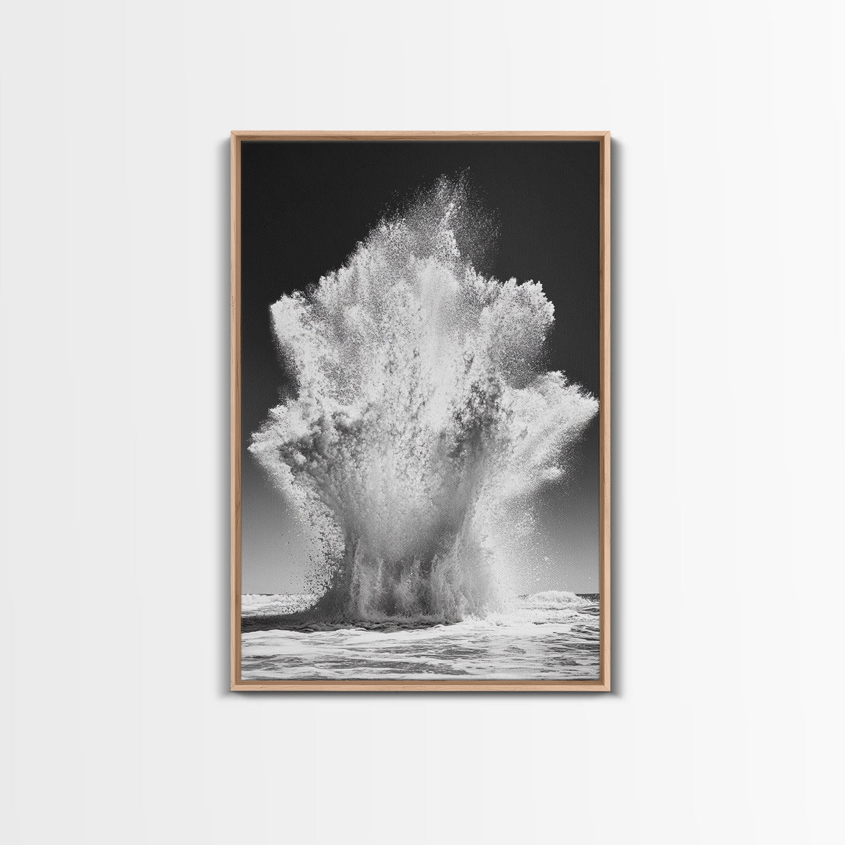 Ocean Splash, Water Explosion, Sea Power, Canvas Print, Bathroom Wall Art, Black and White Abstract Art, Coastal Modern Decor