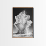 Ocean Splash, Water Explosion, Sea Power, Canvas Print, Bathroom Wall Art, Black and White Abstract Art, Coastal Modern Decor