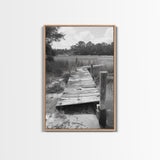 Marsh Dock, Southern Nature, Weathered Pier, Framed Canvas Print, Guest Room Wall Art, Rural Landscape, Fall Wall Art, Country Style