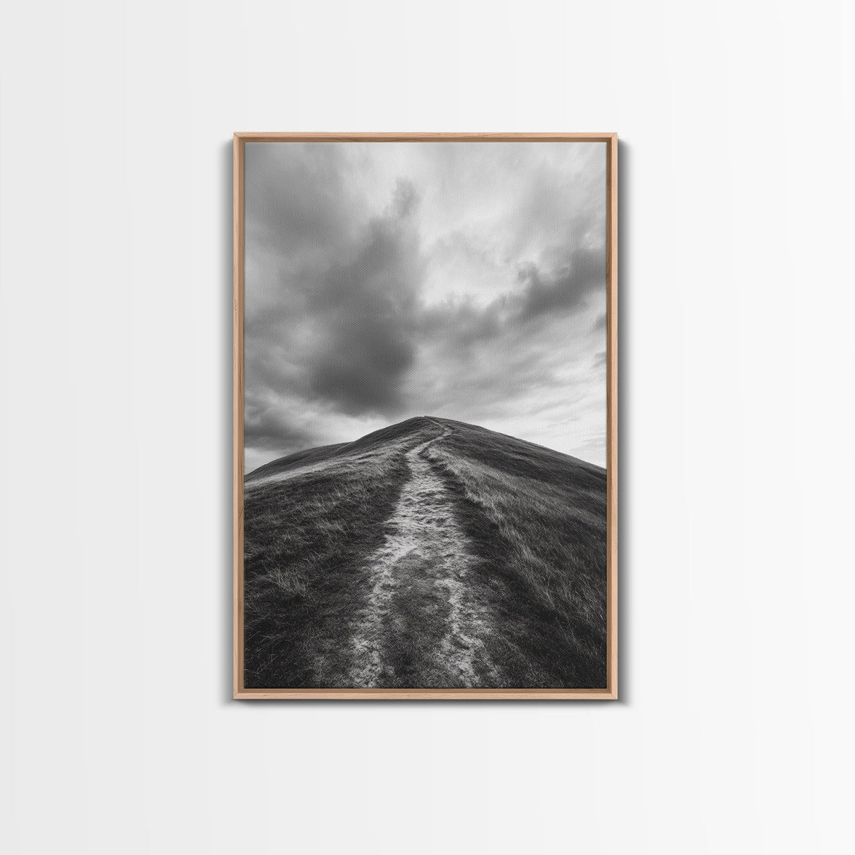 Winding Path, Hilltop View, Cloudy Horizon, Minimalist Landscape, Canvas Print, Bedroom Wall Art, Serene Decor, Fall Art Piece